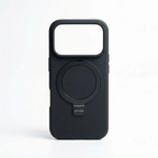 iPhone 17 Pro Max Premium MagSafe Silicone Case with 360° Ring Stand - Matte Black