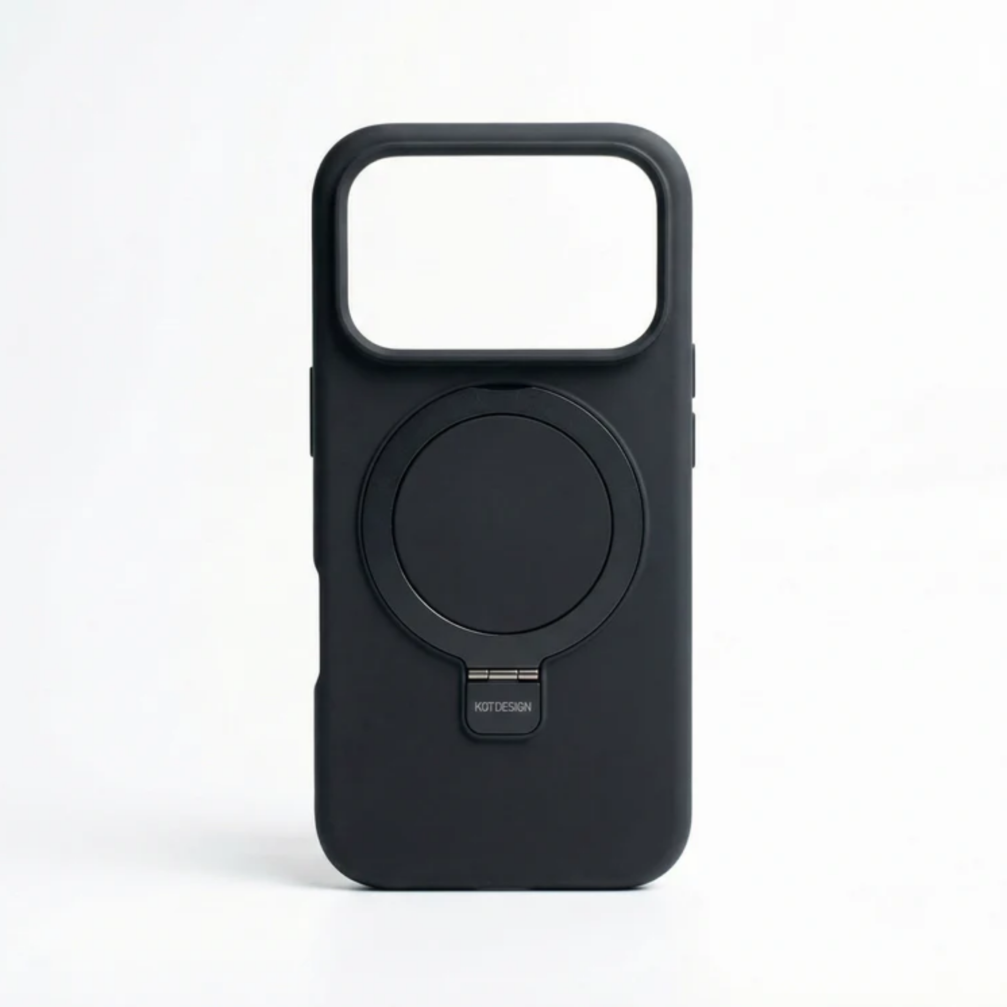 iPhone 17 Pro Max Premium MagSafe Silicone Case with 360° Ring Stand - Matte Black