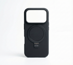 iPhone 17 Pro Premium MagSafe Silicone Case with 360° Ring Stand - Matte Black