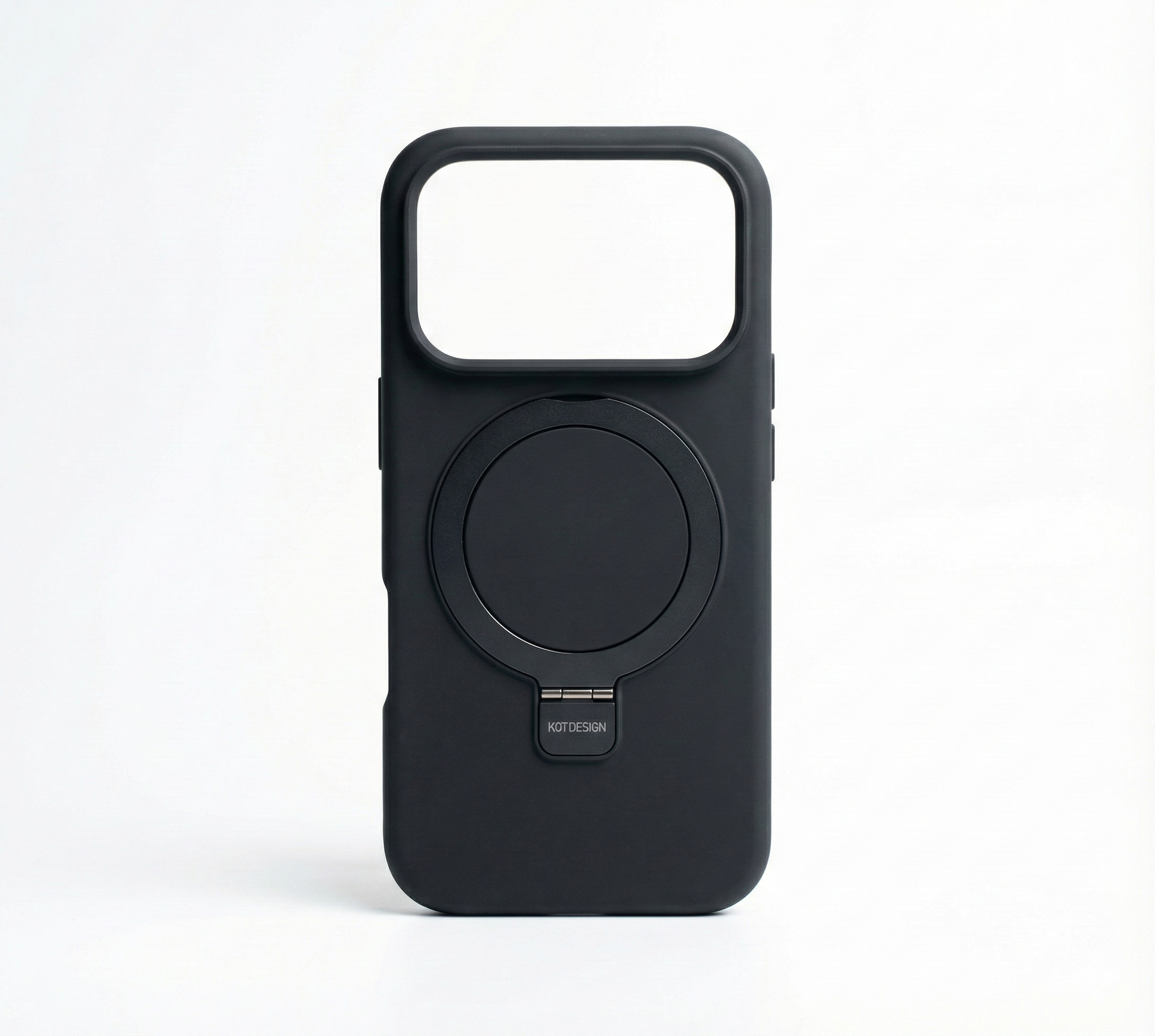 iPhone 17 Pro Max Premium MagSafe Silicone Case with 360° Ring Stand - Matte Black