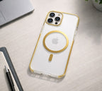 iPhone 14 Pro Max Crystal Clear Case with Gold MagSafe & Electroplated Edges