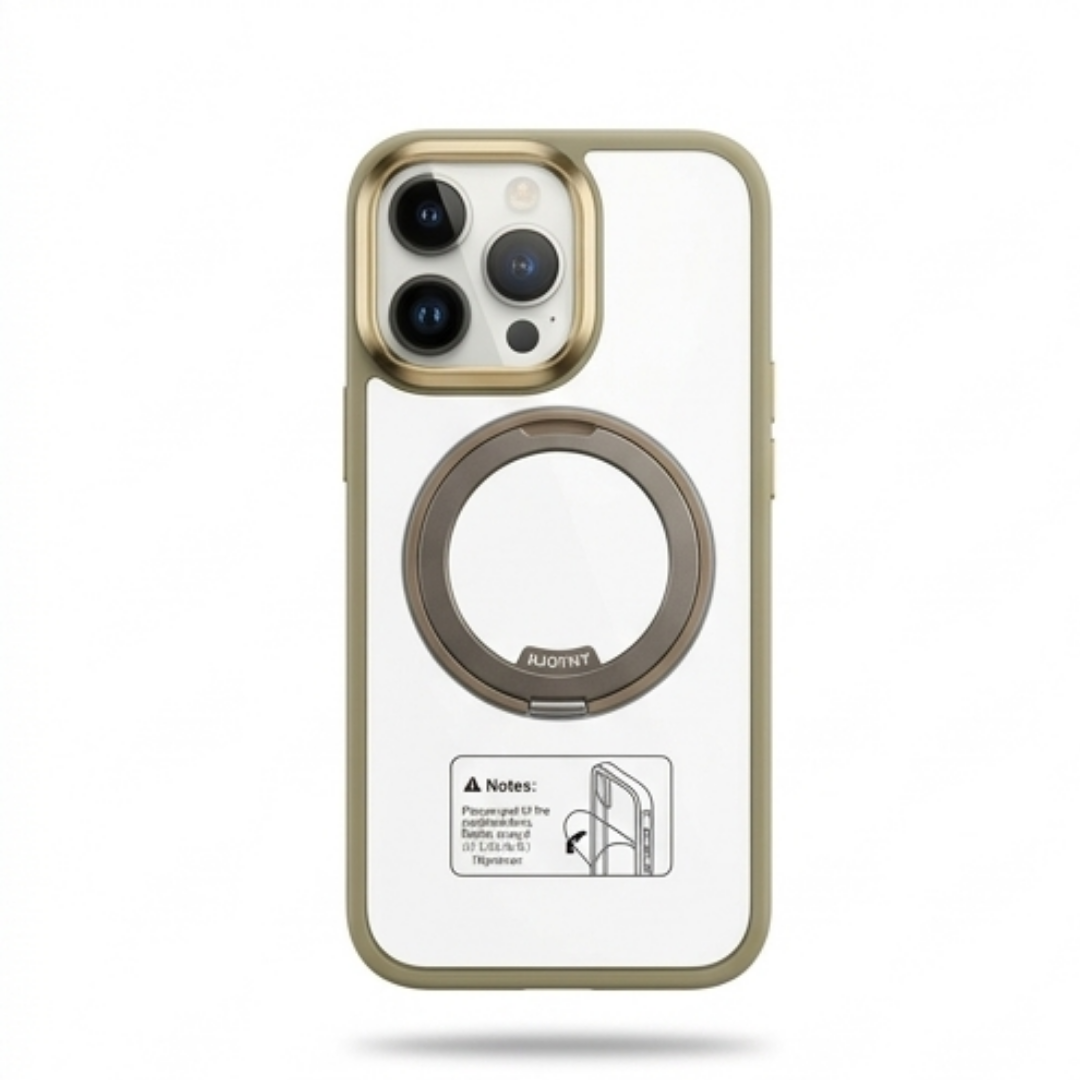 Transparent Magnetic Ring Case with Kickstand – Shockproof Cover for iPhone 16 Pro Max