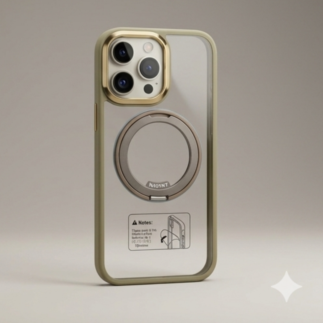 Transparent Magnetic Ring Case with Kickstand – Shockproof Cover for iPhone 16 Pro Max