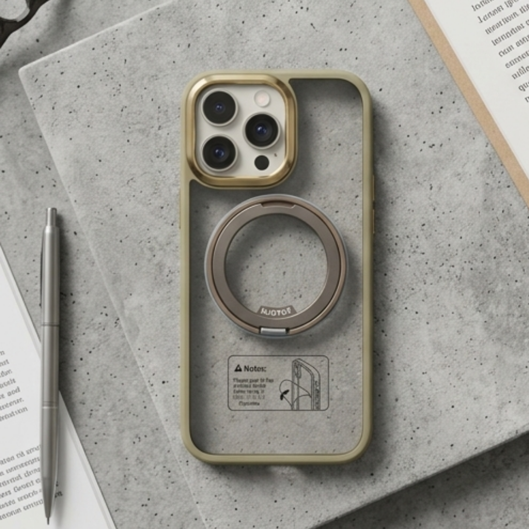 Transparent Magnetic Ring Case with Kickstand – Shockproof Cover for iPhone 16 Pro Max