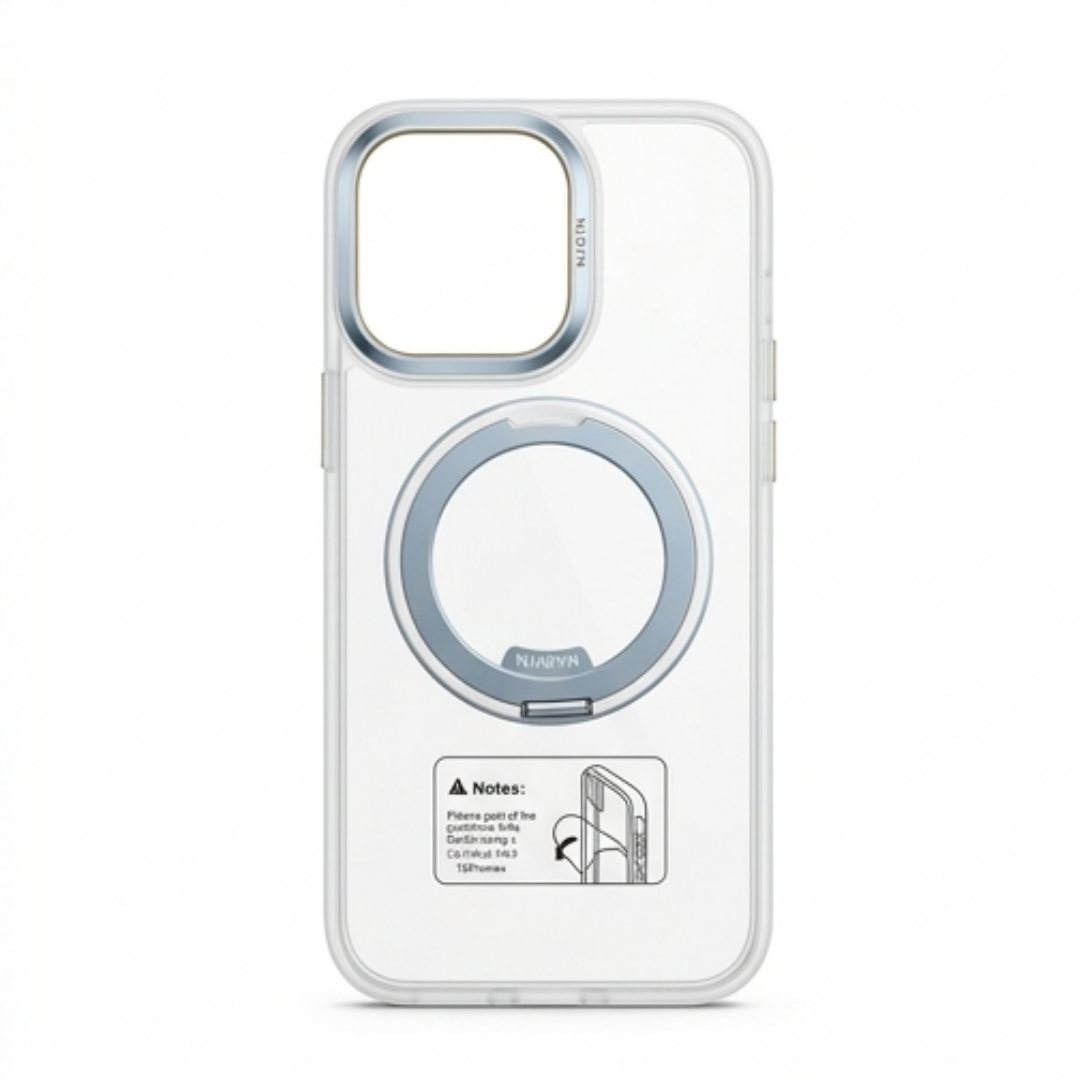 Transparent Magnetic Ring Case – Shockproof Cover for iPhone 16 Pro Max