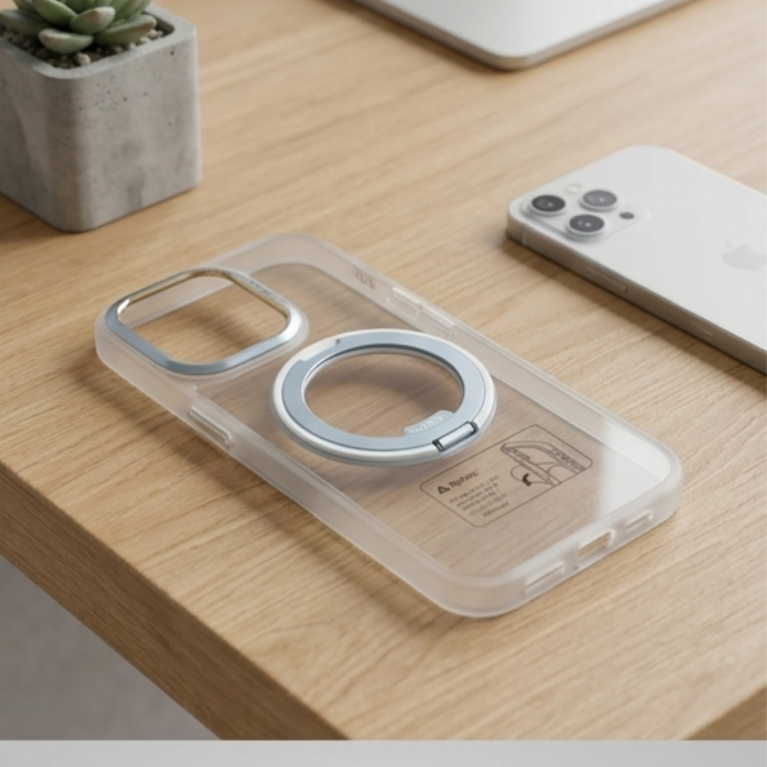 Transparent Magnetic Ring Case – Shockproof Cover for iPhone 16 Pro Max