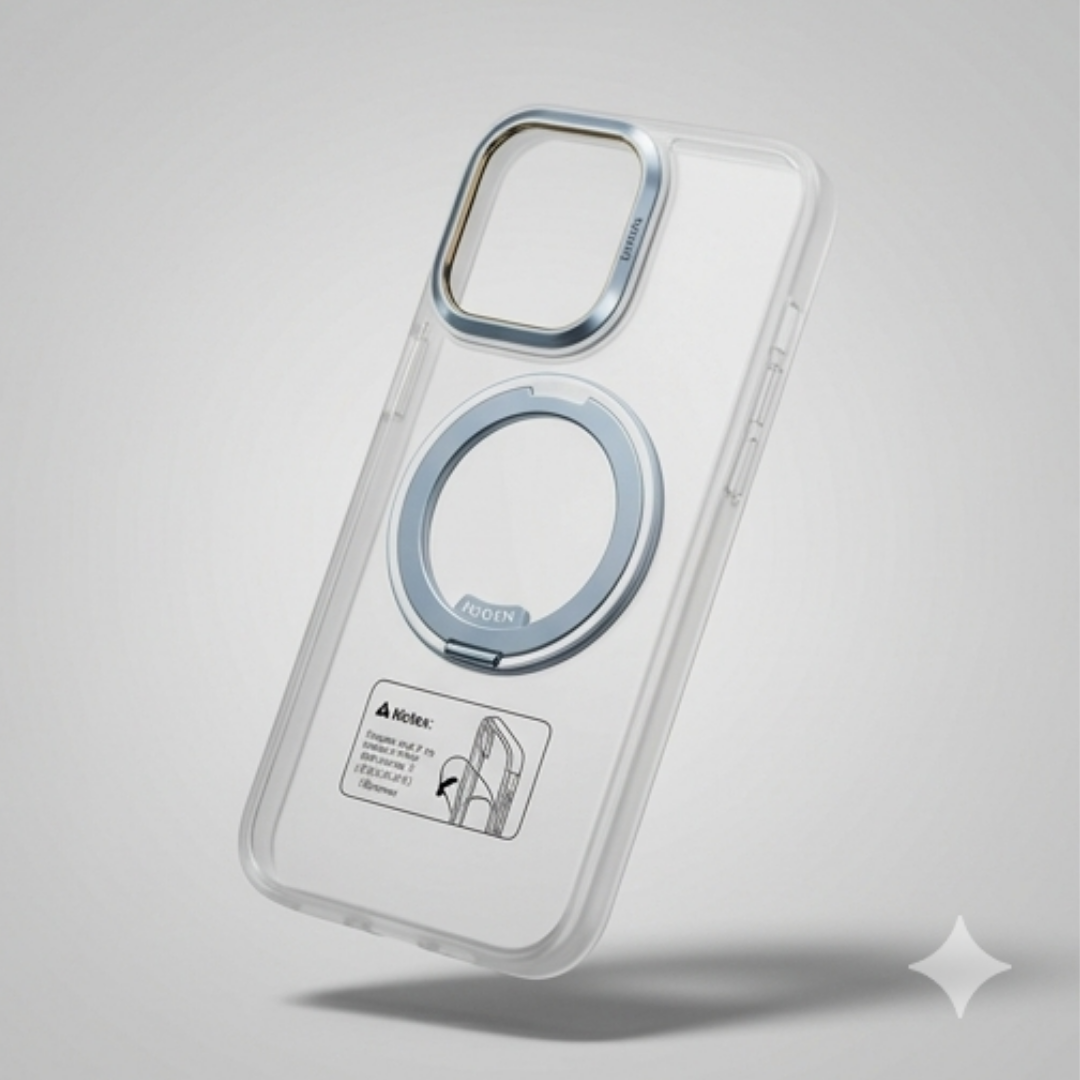 Transparent Magnetic Ring Case – Shockproof Cover for iPhone 16 Pro Max