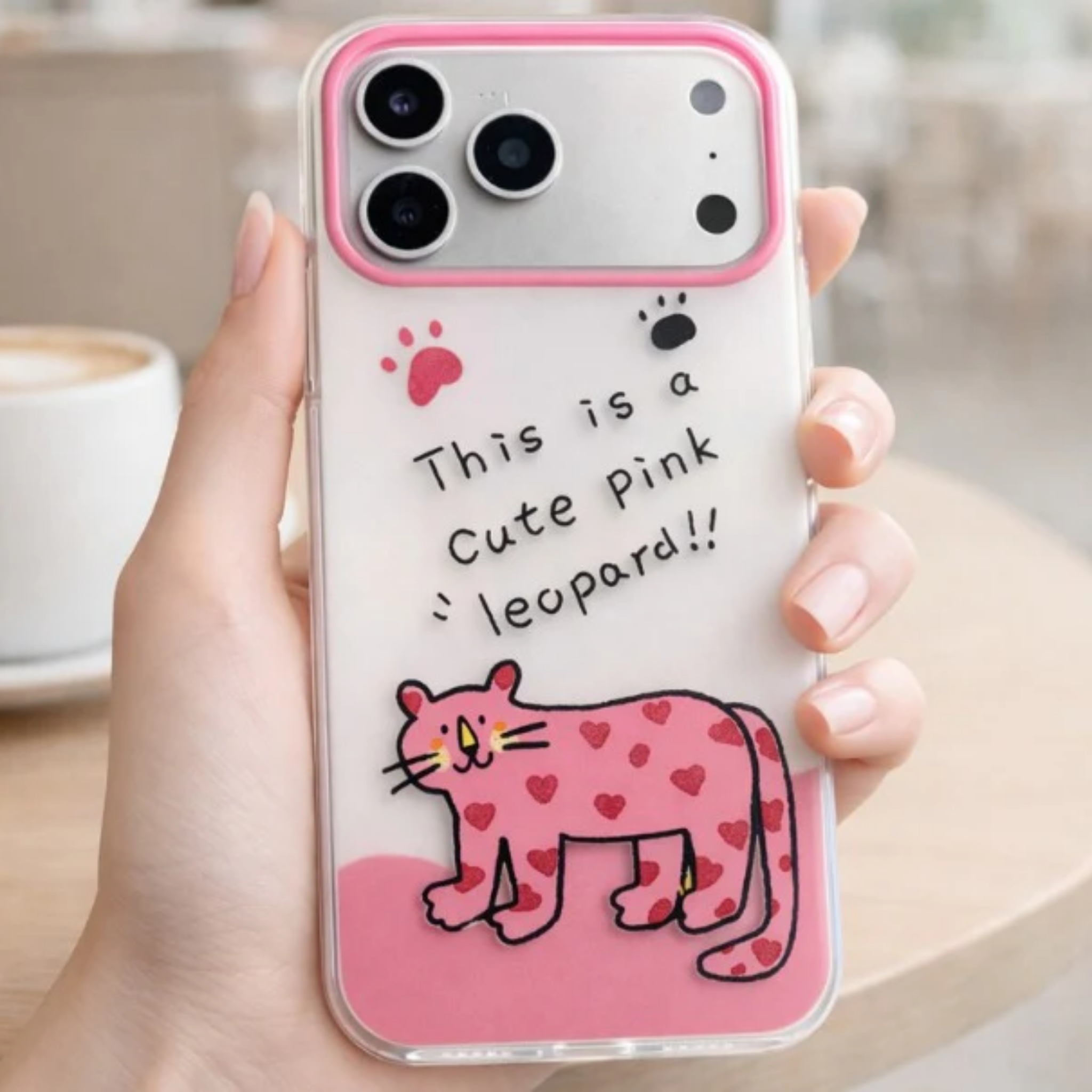 iPhone 17 Pro "Cute Pink Leopard" Premium TPU Case - White & Pink