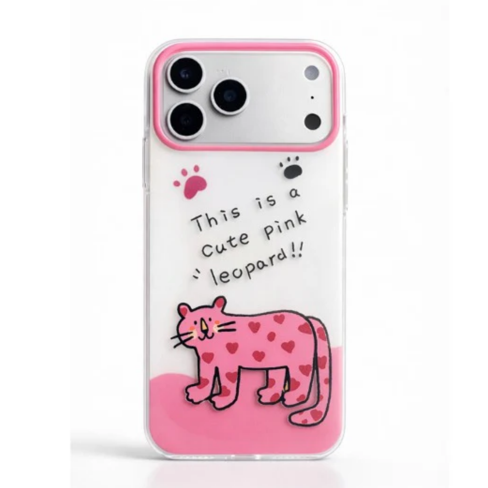 iPhone 17 Pro "Cute Pink Leopard" Premium TPU Case - White & Pink