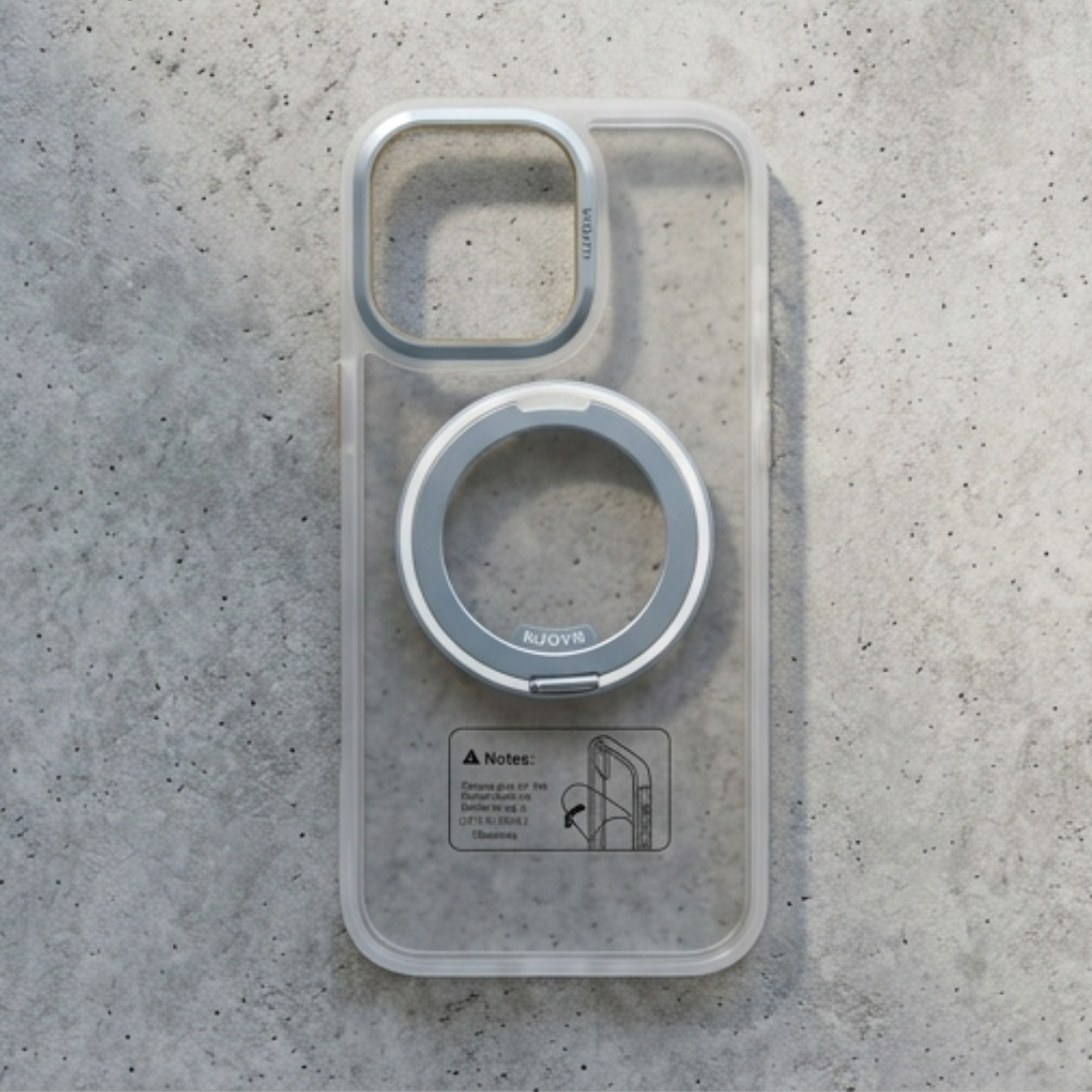 Transparent Magnetic Ring Case – Shockproof Cover for iPhone 16 Pro Max