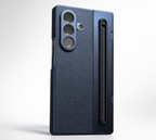 Samsung Galaxy Z Fold 7 Premium Leather Case with Included Stylus & Screen Guard - Deep Blue