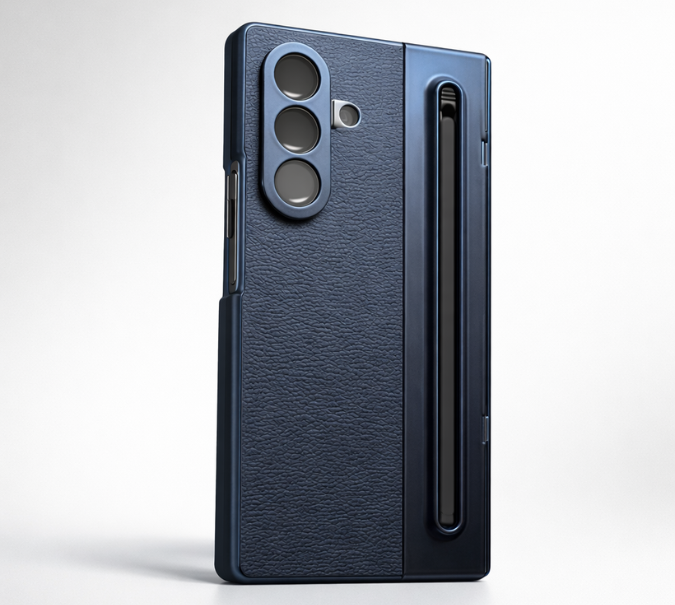 Samsung Galaxy Z Fold 7 Premium Leather Case with Included Stylus & Screen Guard - Deep Blue