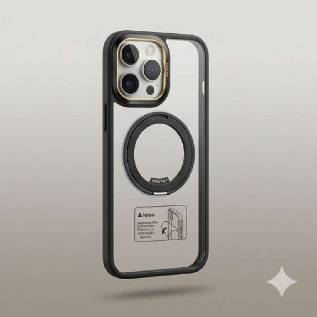 Transparent Magnetic Ring Case – Shockproof Cover for iPhone 16 Pro Max