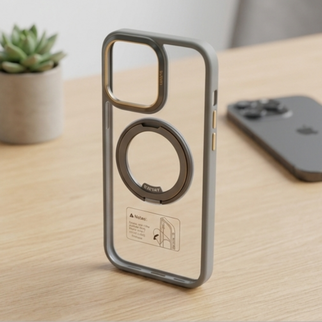 Transparent Magnetic Ring Case – Shockproof Cover for iPhone 16 Pro Max