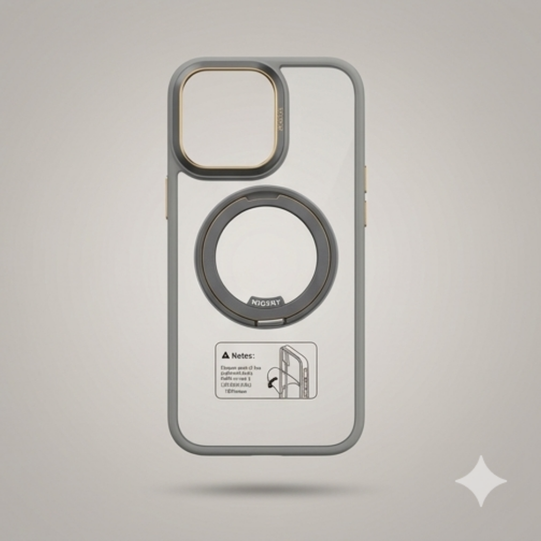 Transparent Magnetic Ring Case – Shockproof Cover for iPhone 16 Pro Max