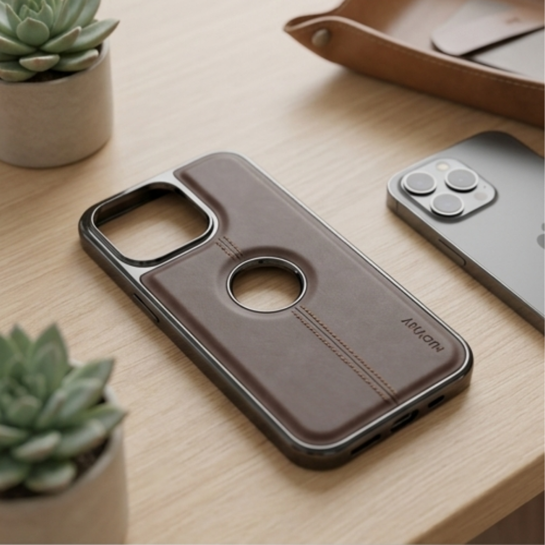 Premium Leather Magnetic Case – Luxury Brown Finish for iPhone 16 Pro Max