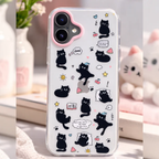 iPhone 17 "Playful Cats" Premium Hybrid TPU Case - White & Pink