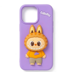 iPhone 15 Pro Max 3D Labubu Pop-Socket Rubber Case - Purple