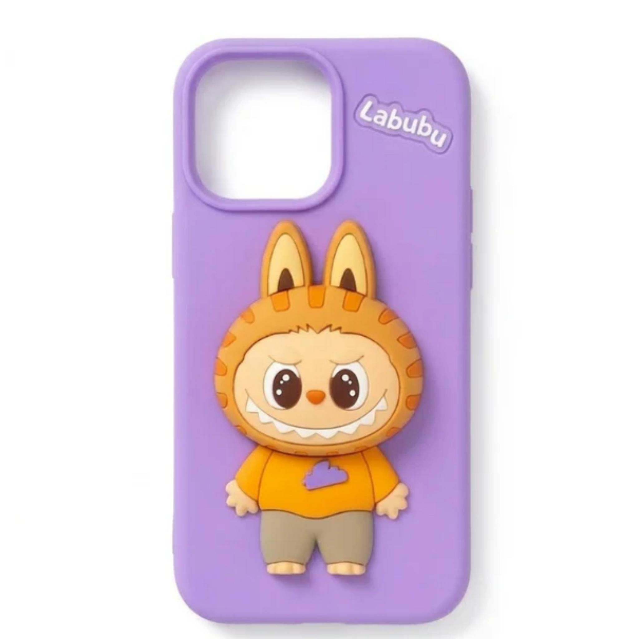iPhone 15 Pro Max 3D Labubu Pop-Socket Rubber Case - Purple