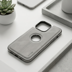 Premium Leather Magnetic Case – Luxury Grey Finish for iPhone 16 Pro Max