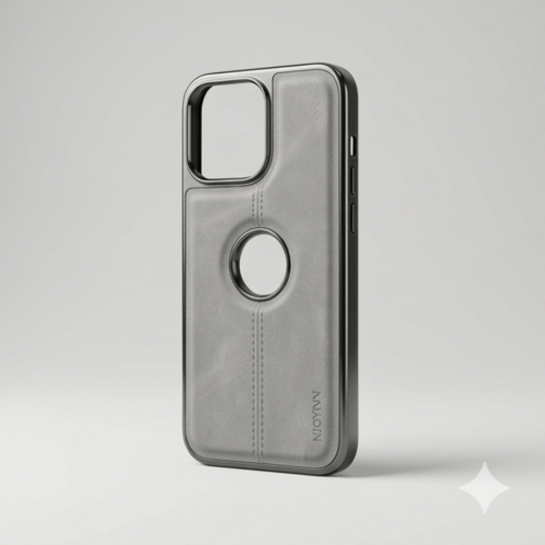 Premium Leather Magnetic Case – Luxury Grey Finish for iPhone 16 Pro Max