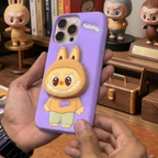 iPhone 15 Pro Max 3D Labubu Pop-Socket Rubber Case - Purple