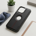 Premium Leather Magnetic Case – Luxury Black Finish for iPhone 16 Pro Max