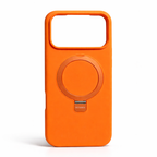 iPhone 17 Pro Max Soft Silicone MagSafe Case with Hidden Kickstand - Vibrant Orange