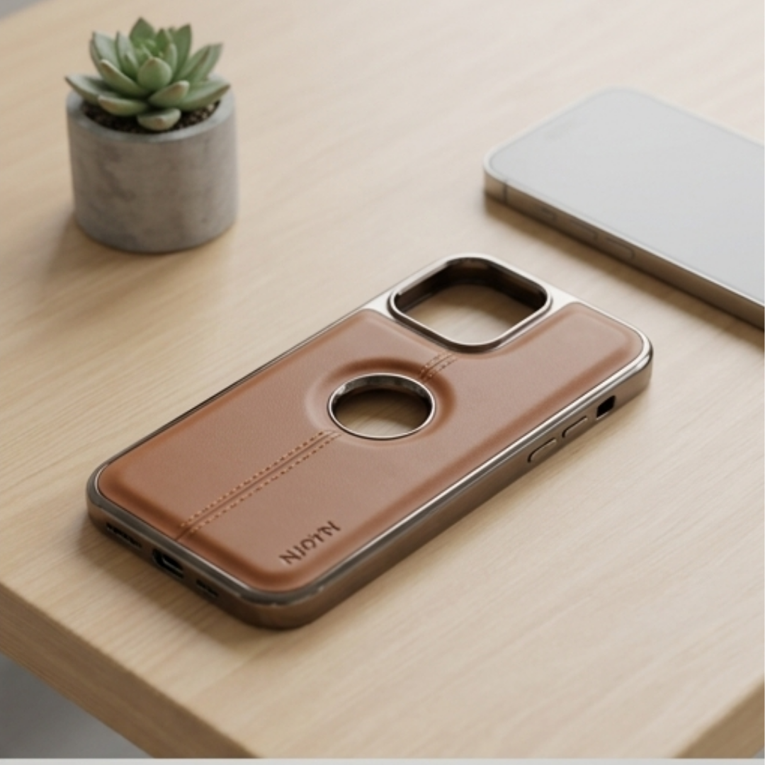 Premium Leather Magnetic Case – Luxury Gold Bronze Finish for iPhone 16 Pro Max