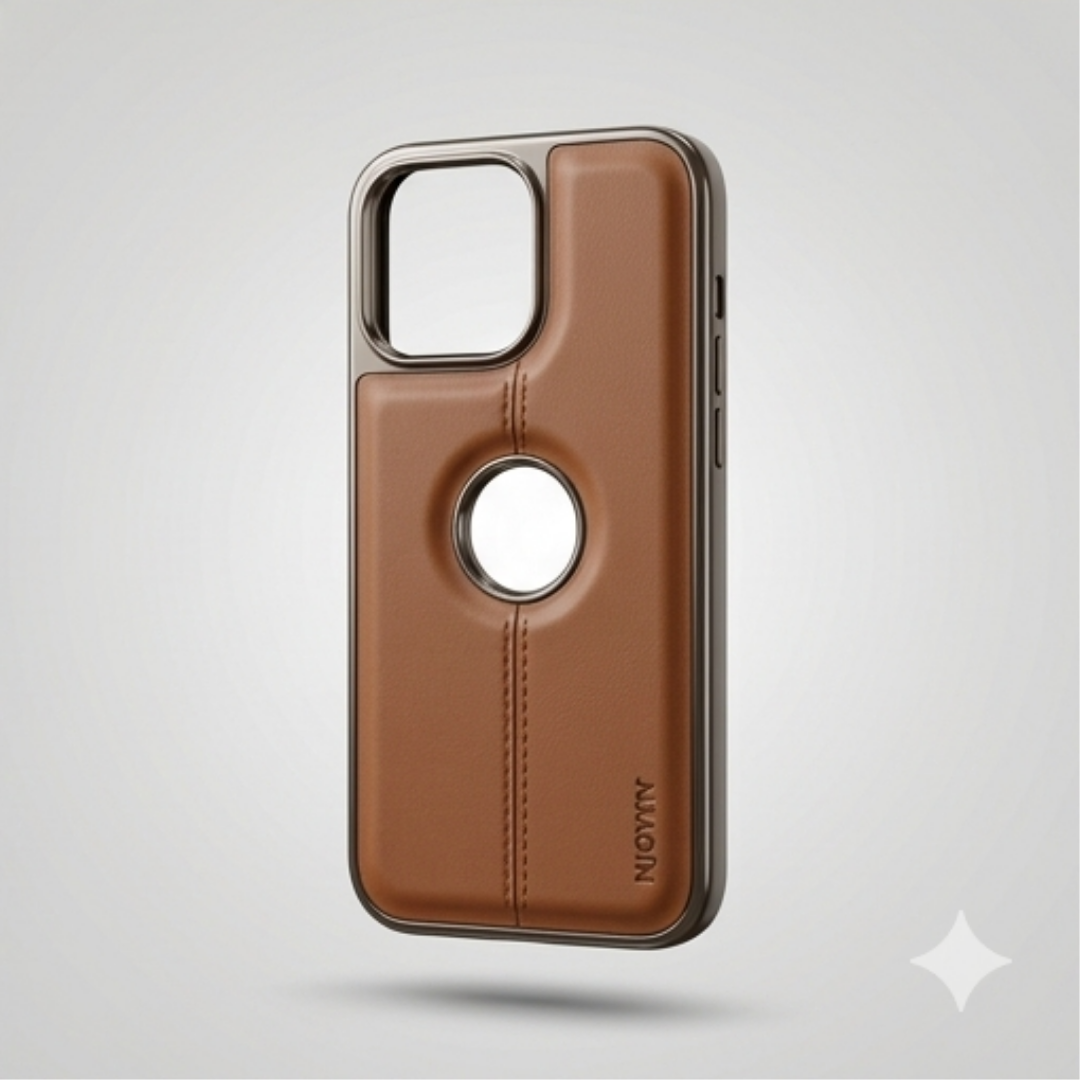 Premium Leather Magnetic Case – Luxury Gold Bronze Finish for iPhone 16 Pro Max