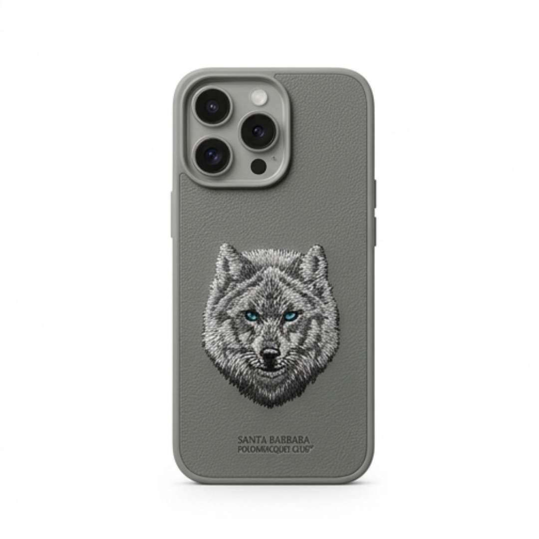 Santa Barbara Leather Case – Premium Gray Cover for iPhone Pro / Pro Max