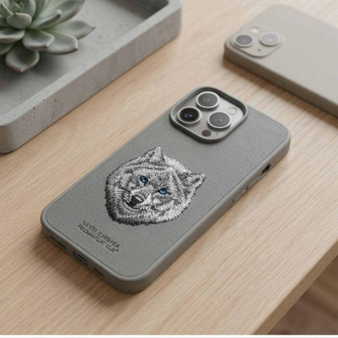 Santa Barbara Leather Case – Premium Gray Cover for iPhone Pro / Pro Max