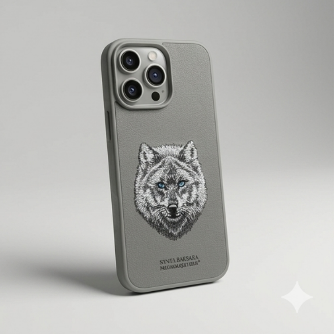 Santa Barbara Leather Case – Premium Gray Cover for iPhone Pro / Pro Max
