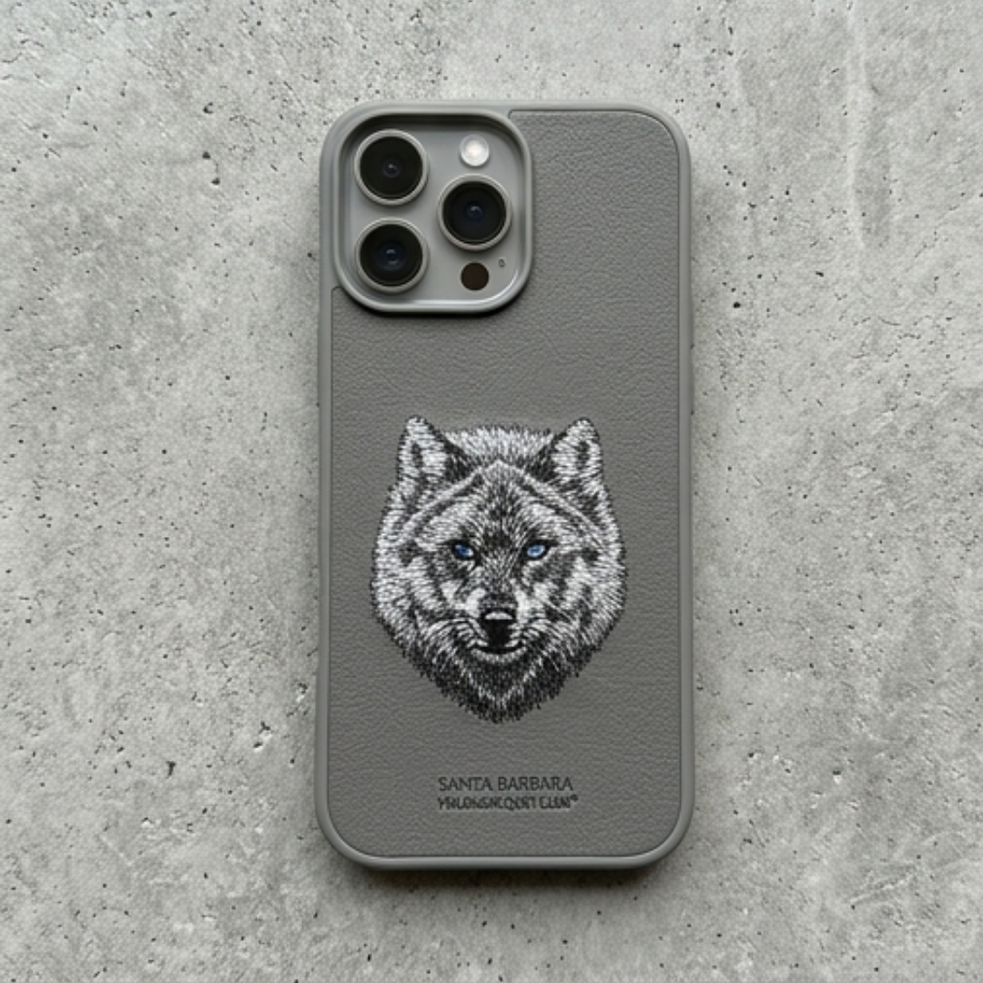 Santa Barbara Leather Case – Premium Gray Cover for iPhone Pro / Pro Max