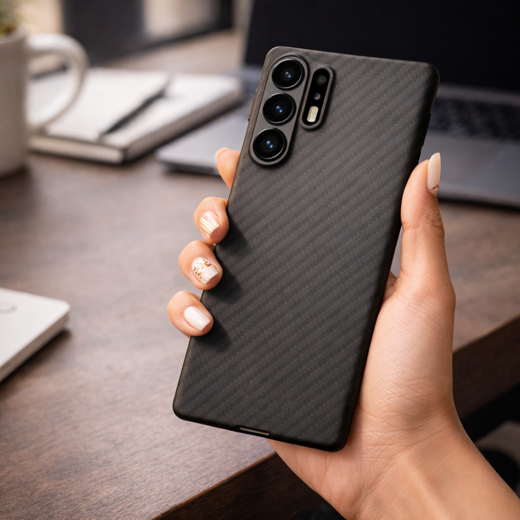 Samsung Galaxy S24 Ultra Hard Carbon Fiber Texture Case with MagSafe - Matte Black