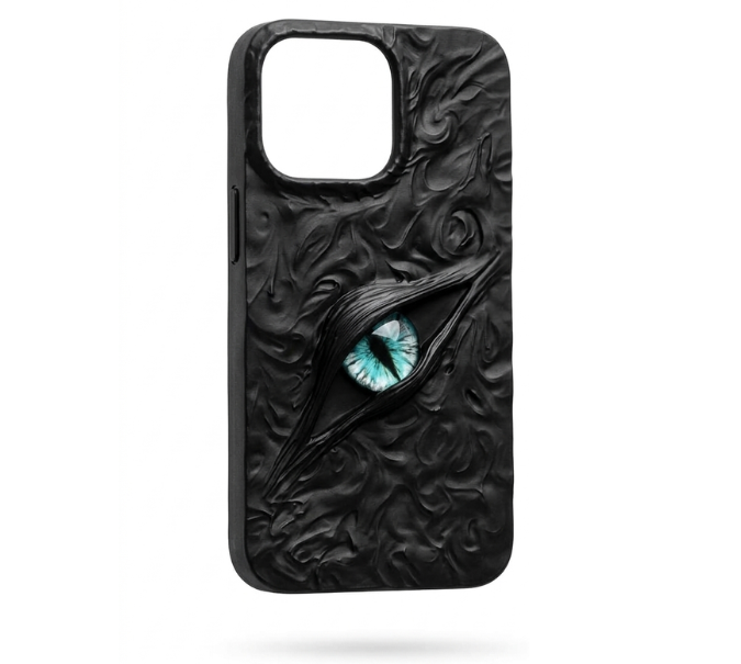 iPhone 14 Pro 3D Eye Sculpted Silicone Case - Textured Black