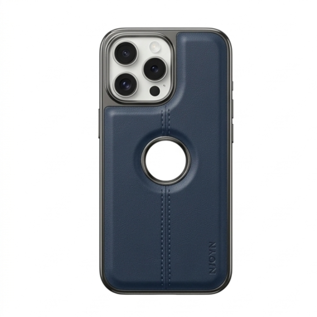 Premium Leather Magnetic Case – Luxury Blue Finish for iPhone 16 Pro Max